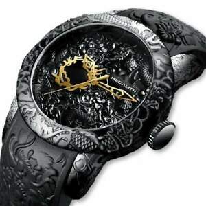 【送料無料】腕時計 メガリスゴールドドラゴンウォッチmens megalith gold dragon sculpture watch