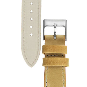 【送料無料】腕時計　ペブロヴィンテージカーフスキンレザーウォッチストラップマスタードイエローpebro vintage calfskin leather watch strap with bund in mustard yellow