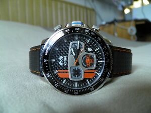 【送料無料】腕時計　テクニックブレスレットモダンエタンシュカーボネノワールクチュールオレンジ20 mm technique bracelet moderne etanche carbone noir couture orange