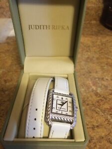 【送料無料】腕時計　ジュディスリプカステンレススチールロングホワイトレザーストラップラップウォッチnib judith ripka stainless steel amp; long white leather strap wrap watch