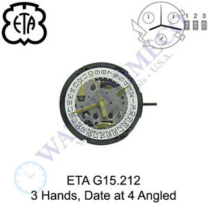 【送料無料】腕時計　ムーブメントスイスgenuine eta g15212 watch movement swiss 3 hands, date at 4 angled