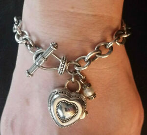 【送料無料】腕時計　ァースターリングシルバーブレスレットウォッチハートロロチェーントグルneues angebotsterling silver bracelet watch heart chrm rolo chain toggle ecclissi 43g 92