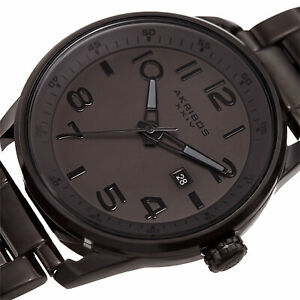 【送料無料】腕時計　メンズアクリボスブラックイオンメッキポリッシュスチールブレスレット