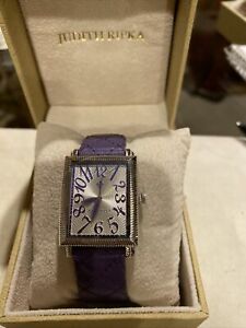 【送料無料】腕時計 ジュディスリプカステンレスキルトパープルレザータンクウォッチjudith ripka stainless steel quilted purple leather tank watch