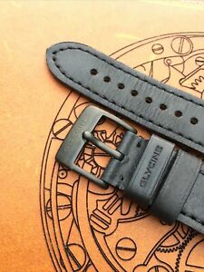 【送料無料】腕時計　ブラックレザーグリシンストラップグリシンタンバックル