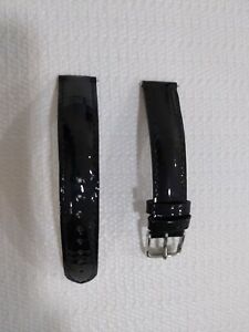 【送料無料】腕時計　ミケーレブラックパテントレザーストラップシルバートーンバックルオリジナルキャ..