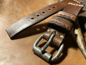 【送料無料】腕時計　ヴィンテージスイスレザーアンモウォッチストラップhandmade 22mm vintage swiss leather ammo watch strap