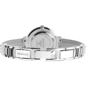 【送料無料】腕時計　レディースロックスシルバートーンクリスタルセットホワイトストラップブレスレット