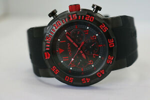 【送料無料】腕時計　メンズレッドラインブラックケースクロノグラフクォーツバッテリー