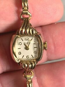 【送料無料】腕時計 ヴィンテージレディースブローバゴールドウォッチvintage ladies bulova m1 10k gold filled rgp wind up watch 6ca 17 jewels works