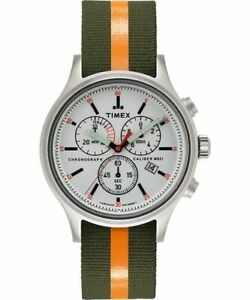 【送料無料】腕時計 アライドクロノグラフグリーンファブリックウォッチインディグロtimex tw2t43300, allied chronograph green fabric watch, 42mm, date, indiglo