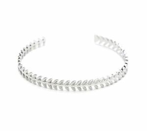 【送料無料】ジュエリー・アクセサリー シルバースチールローレルリリーフヨンクブレスレットbc4149f bracelet jonc avec feuilles laurier relief acier argente
