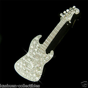 【送料無料】ジュエリー・アクセサリー エレキギタークリスタルスワロフスキーブローチguitare electrique avec cristal swarovski musique instrument musical broche