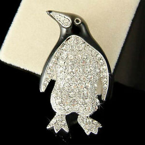 ジュエリー・アクセサリー ブラックペンギンクリスタルスワロフスキーブローチnoir pingouin ~ avec cristal swarovski antarctica oiseau empereur broche