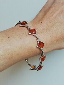 【送料無料】ジュエリー・アクセサリー ブレスレットパンチbracelet en argent ancien en ambre, poinconne