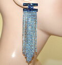 ジュエリー・アクセサリー ロングブークルズクリスタルダンジングラインストーンズオエレンlongues boucles doreilles femme cristaux bleu pendantes strass ouerreng g52