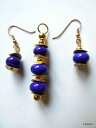 【送料無料】ジュエリー・アクセサリー ブローチスパンガラスペンダントペンダントイヤリングparure pendentif boucles doreilles bleu et dore en verre file au chalumeau