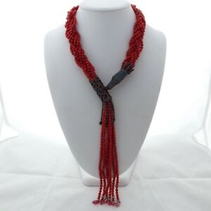 【送料無料】ジュエリー・アクセサリー ストランドレッドコーラルドラゴンネックレスパヴェ