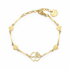 【送料無料】ジュエリー・アクセサリー ブラザーズウェイブラッチャレチャクラクアドリフォリオインアッチャイオドラトヌオーヴォbrosway, bracciale chakra quadrifoglio in acciaio dorato bhkb012 nuovo