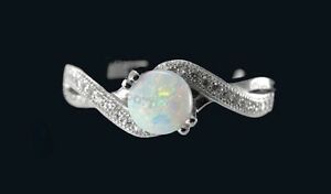 ジュエリー・アクセサリー オーストラリアケルトラウンドムーンファイアオパールリングシルバースターリングinfini celtique australien rond lune feu opale cz ring argent sterling