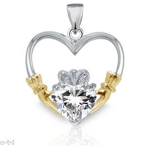 yzWG[EANZT[ CG[bLS[hgXyAgn[gN_Vo[y_g14k jaune plaque or transparent coeur claddagh argent pendentif