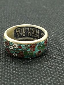 【送料無料】ジュエリー・アクセサリー パターンロシアリングシルバーマッシブフェルメイユbague russe argent massif vermeil avec email motif fleurs ref d727