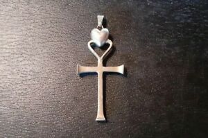 ジュエリー・アクセサリー エジプトアンクハートシルバーパンチゴールドトレースヴィンテージcroix egyptienne ankh ancienne coeur argent poincon trace dore vintage xxeme