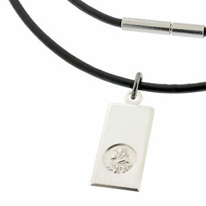 【送料無料】ジュエリー・アクセサリー レザーブラックネックレスシルバーセントクリストフリンゴットペンダントcuir noir collier amp; 925 argent saint christophe lingot pendentif tout gravure