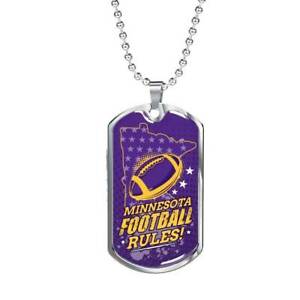 ジュエリー・アクセサリー ミネソタファニングフットボールスポーツスチールネックレスゴールドドッグタグminnesota eventail football sports cadeau collier acier inoxydable or 18k dogtag