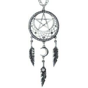 ジュエリー・アクセサリー ドリームキャッチャーペンタグラムフェザーゴシックpagan dream catcher pendentif pentagramme plumes crescent lune alchemy gothic