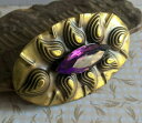 【送料無料】ジュエリー・アクセサリー ヴィンテージブラスブローチパープルラインストーンツァチョスロバキアvintage broche laiton et purple rhinestone tzechoslovakia(4)