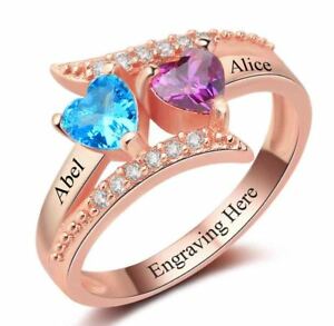 personalized sterling silver 2 name amp; birthstone 14k rose gold plated ringパーソナライズスターリングシルバーローズゴールドメッキリング※注意※NYからの配送になりますので2週間前後お時間をいただきます。人気の商品は在庫が無い場合がございます。ご了承くださいませ。サイズの種類の商品は購入時の備考欄にご希望のサイズをご記載ください。　携帯メールでの登録ですと楽天からのメールが届かない場合がございます。