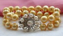 【送料無料】ジュエリー・アクセサリー ダブルナチュラルゴールデンラウンドパールブレスレット8 double genuine natural 12mm golden round pearl bracelet f1677