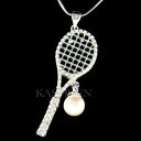 yzWG[EANZT[ NX^XtXL[p[{[PbgX|[cJ[OhejXPbggrand tennis raquette avec cristal swarovski perle balle raquette sports collier