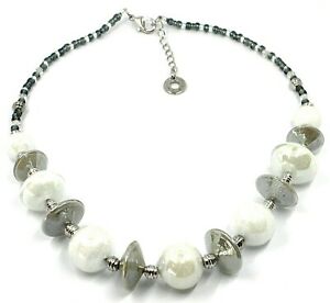 【送料無料】ジュエリー・アクセサリー コラーナアンティカムリーナヴェネツィアディスキオバリスフェレビアンコcollana antica murrina venezia, co955a02, dischi ovali sfere, bianco, 45 cm