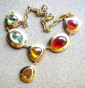 【送料無料】ジュエリー・アクセサリー ドーレメタルネックレスカボションスカラーレジン1831 collier metal dore et cabochons en resine coloree