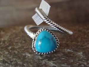 【送料無料】ジュエリー・アクセサリー ナバホシルバースターリングターコイズアローリングサイズnavajo argent sterling turquoise fleche bague, taille ajustable 812