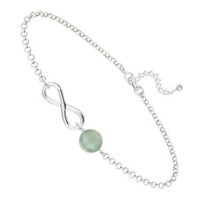 ジュエリー・アクセサリー シルバーブレスレットローディエアベンチュリンbracelet infini en argent 925 rhodie et aventurine femme longueur 19cm