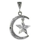 【送料無料】ジュエリー・アクセサリー シルバースターリングスターグランドペンダントチェーン44g argent sterling crescent lune amp; pendant etoile grand pendentif, 18 chaine