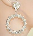 ジュエリー・アクセサリー ラインストーンboucles doreilles femme argent cercles cristaux strass fleurs ceremonie 920