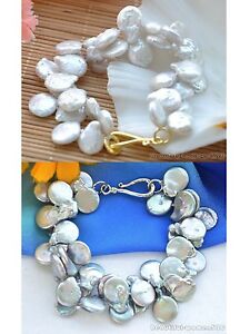 ̵ۥ奨꡼꡼ ֥쥹åx0366 2row 8 16mm coin freshwater cultured pearl bracelet