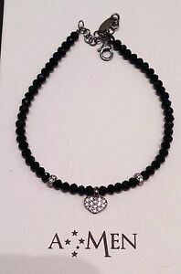 【送料無料】ジュエリー・アクセサリー アメンブラッチャレアルジェントブリュニートクオーレジルコニクリスタリネリポプヌamen bracciale argento brunito cuore zirconi cristalli neri pophnu