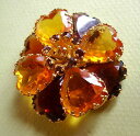 ジュエリー・アクセサリー ガラスカボションブローチメタルドレj43 broche fleur cabochons en verre metal dore