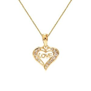 ジュエリー・アクセサリー ラブハートメッキゴールドジルコニウムロングールチョイスcollier love coeur plaque or 18ct et zirconium longueur au choix 45cm ou 50cm