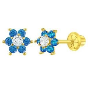 【送料無料】ジュエリー・アクセサリー ジルコーネキュービクフラワーイヤリング14k or jaune zircone cubique fleur boucles doreilles a vis arriere pour filles