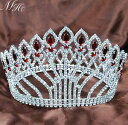 【送料無料】ジュエリー アクセサリー ティアラウンレッドラインストーンブライダルミスページェントパーティープロムfloral large tiara crown red rhinestone wedding bridal miss pageant party prom