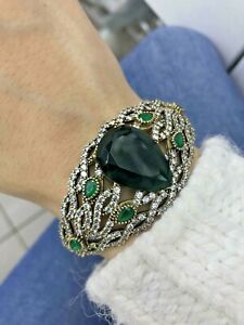 【送料無料】ジュエリー・アクセサリー トルコハンドメイドエメラルドシルバースターリングブレスレットturque handmade emeraude argent sterling 925k bracelet