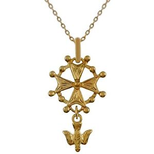 ジュエリー・アクセサリー ユグノーテクロスカラープラットバイドチョイスロングールcollier croix huguenote plaque or 750000 mixte longueur au choix