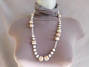 【送料無料】ジュエリー・アクセサリー ホワイトパールピンクゴールデングラスムラーノヴィンテージネックレス