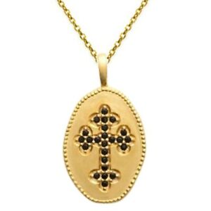 ジュエリー・アクセサリー メダリオンペンダントクロスゴールドメッキジルコニウムチェーンロンジュールlot pendentif medaillon croix plaque or et zirconium chaine longueur au choix